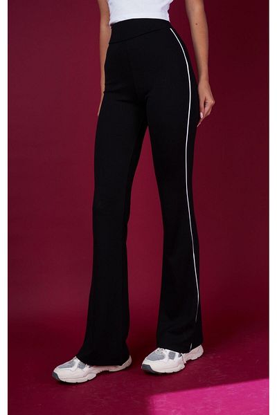 citycenterfashion Women's Stripe Detailed Flared Trousers Cty-Abr-5879