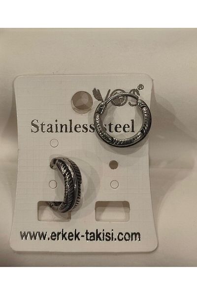 Bijutek Stainless Steel Men's Steel Patterned and Dangle Earrings 2