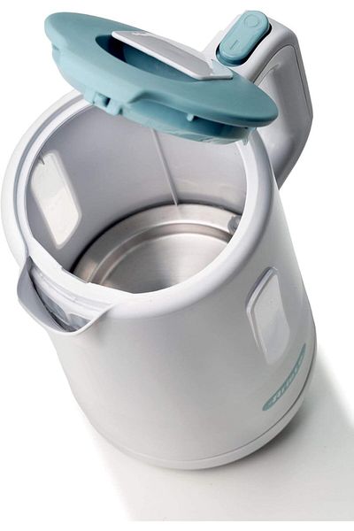 ARIETE 2200W Plastic Kettle 1.7L - White and Blue, Fast Boiling, Safety Features, Removable