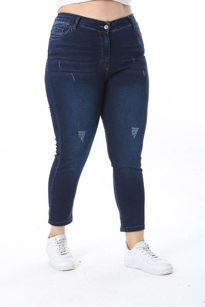 EYLÜL BUTİK Women's Large Size Ankle Length Pants with Destorel
