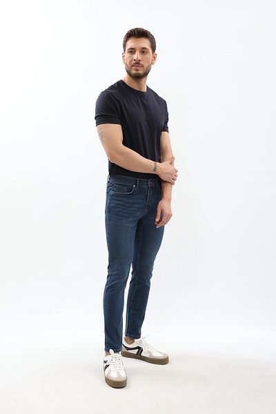 Bluewhite Ανδρικό Slim Fit Lycra Blue Jean παντελόνι