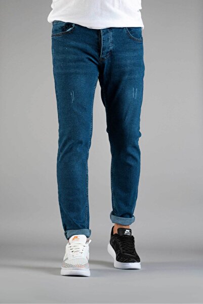 bombe Ανδρικό τζιν παντελόνι μπλε ίσιο Slim Fit Slim Fit