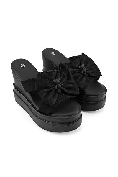 Tmall Women's Casual Slippers, With Platform, Made of Eco-Leather, SA18, Black