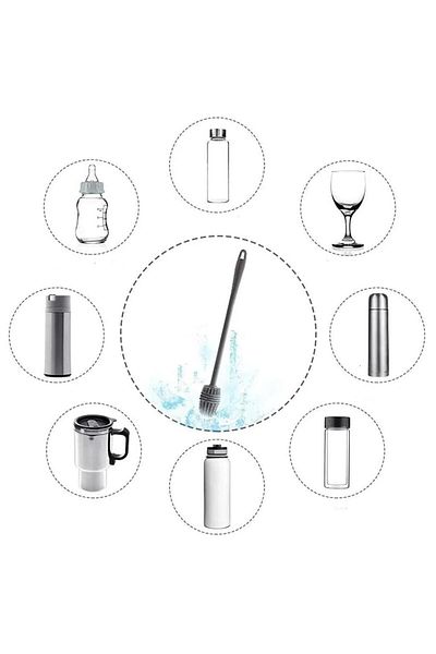 Pisicik 33cm Silicone Long Handle Glass Bottle Cup Jar Baby Bottle Washing Brush Cleaning Brush