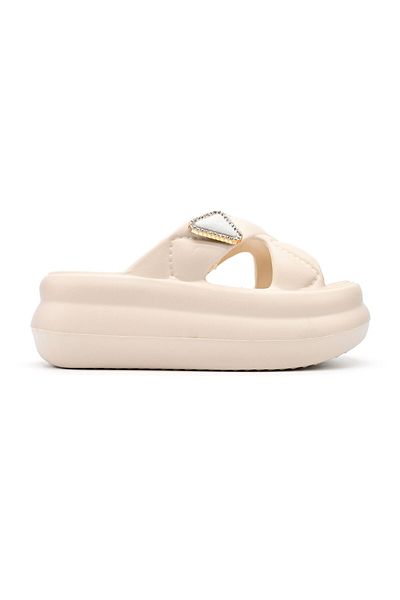 Tmall Women's Slippers, With Platform And Accessories, Foam, Pd1039, Beige