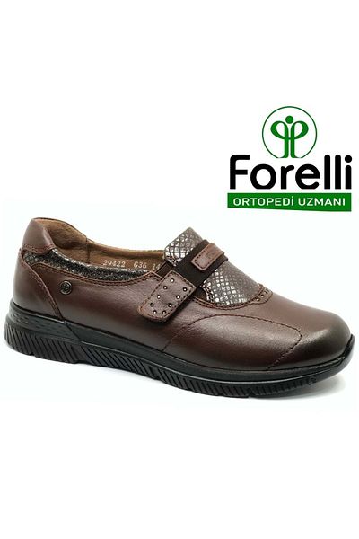 Forelli Tulip Genuine Leather Orthopedic Comfort Women's Casual Shoes Brown