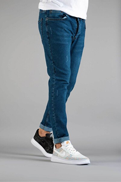 bombe Ανδρικό τζιν παντελόνι μπλε ίσιο Slim Fit Slim Fit