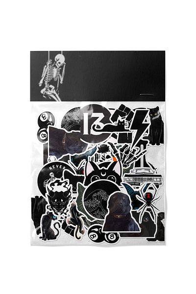 dadi ramba Black Sticker Pack -Bullet Journal- Agenda -Laptop Label Sticker