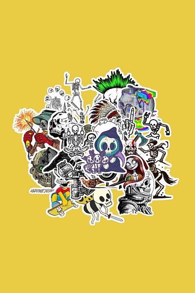 dadi ramba Skull Sticker Pack -Bullet Journal- Agenda -Laptop Sticker Decal