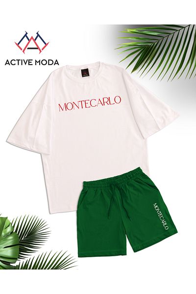 ACTIVE MODA -Men's Short Sleeve Tshirt-Shorts Cotton Lobster Printed