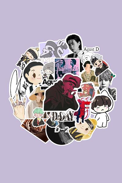 dadi ramba Suga Agust D Sticker Pack -Bullet Journal- Agenda -Laptop Sticker Decal