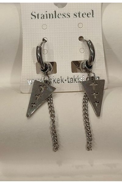 Bijutek Stainless Steel Men's Steel Patterned and Dangle Earrings 2
