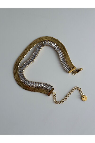 Owentis سوار من الفولاذ الذهبي ذو الصف المزدوج من الرغيف الفرنسي وسوار الكرة الأرضية الإيطالي ذاتي التركيب - لا يسبب التشويه -