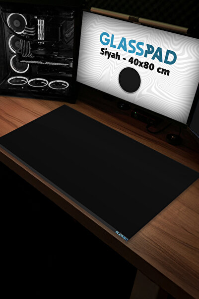 GlassPad Cam Mouse Pad - Siyah - Premium Temperli Cam - 80x40 Cm [l]