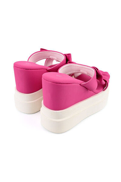 Tmall Papuci Casual De Dama,Cu platforma,Din Piele Ecologica,SA18,Fucsia