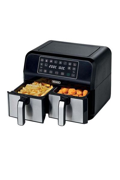ARIETE Dual AirFryer 9L 1800W C462500ARAS – Black/Silver, High Performance, Versatile Cooking for Every Day