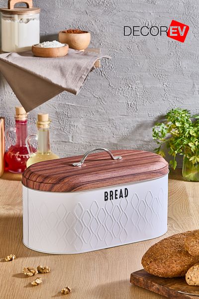 decorev Metal Bread Holder White Bread Basket Storage Box