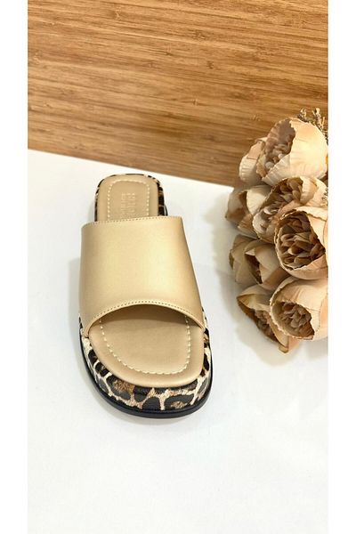 Sinem Çeyiz Efsun 2128 women's leopard patterned thick sole slippers