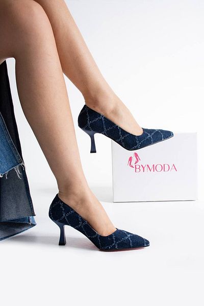 Bymoda Culoarea denimului Nou sezon Pantofi cu toc stiletto