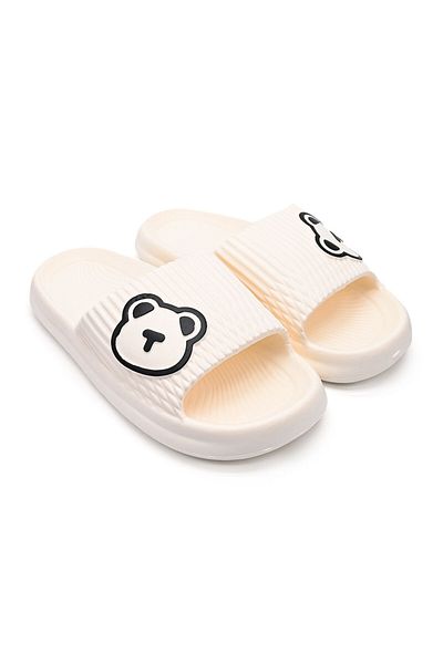 Tmall Women's Slippers, Foam, Lightweight With Teddy Bear Print, Pd1040, Beige