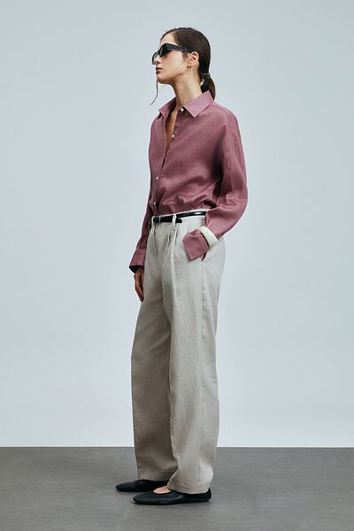 Lufian Navasa Women's Linen Trousers Beige