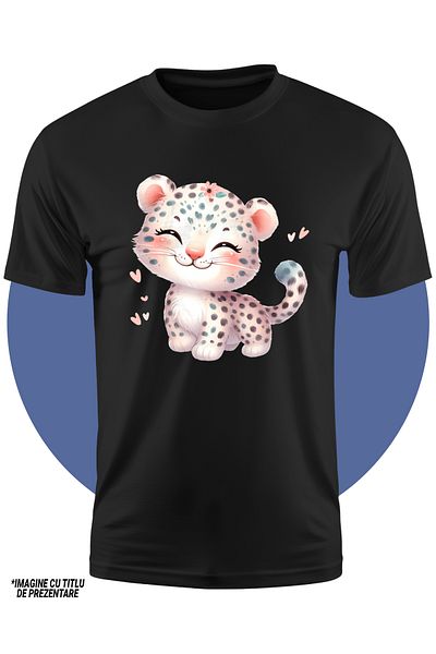 StoryGift Romania Tricou Copii Cu O Femela Jaguar, Ilustratie, Inimioare, Micuta, Fericire, Veselie, Animalu
