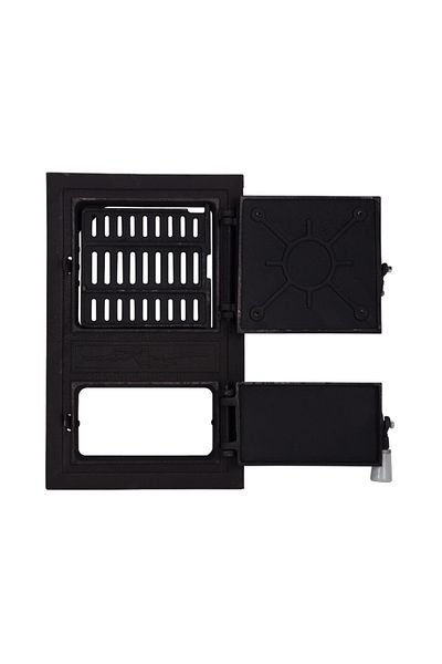 flores Rectangular stove door, STRUGURE model, black, 295 x 465 mm