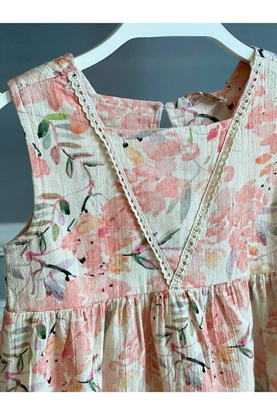 HÇ Hülya Çelik KİDSWEAR 2018 Girl's Flower Patterned 100% Cotton Dress