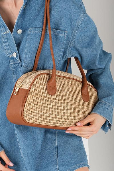 Mio Gusto Beige Tan Color Detailed Women's Shoulder Bag