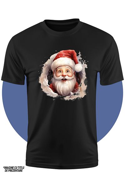 StoryGift Romania Tricou Copii cu Mos Craciun, ilustratie, vesel, cerc, sarbatoare, aduce cadouri, iarna, fr