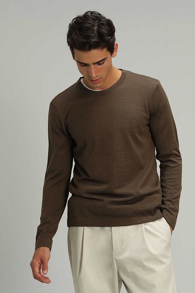 Lufian Ανδρικό πουλόβερ Din Wool Camel