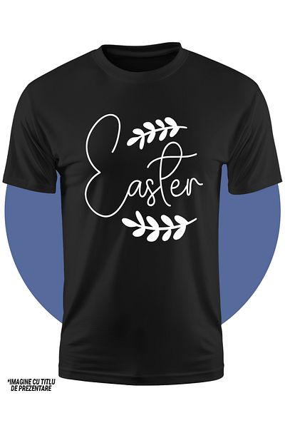 StoryGift Romania Children's T-shirt with 2 branches and the word "Easter" - Easter holiday 100% Cotton, Unisex, Ne