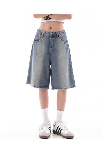 DEEFWEAR Pantaloni scurți Y2k Trend Baggy Jean Bermude