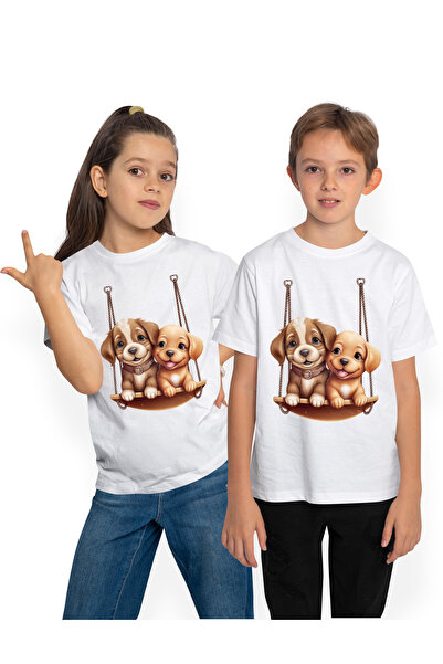 StoryGift Romania Tricou Copii cu 2 catelusi care se dau in leagan, ilustrati...