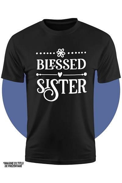 StoryGift Romania Tricou Copii Cu Inimioara Si Textul In Engleza "blessed Sister" - Sora Binecuvantata 100%