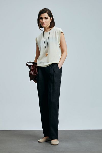 Lufian Navasa Women's Linen Trousers Black