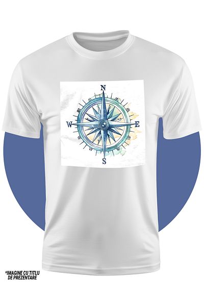 StoryGift Romania Children's T-shirt with a compass in the shape of a rudder, illustration, cardinal points, north, south, east,