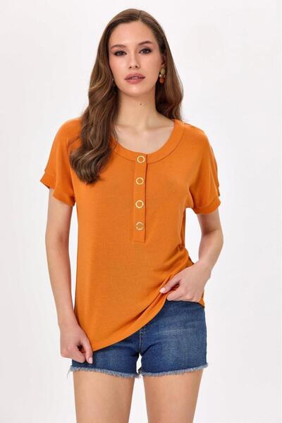 İKİLER Yakası Çıtçıtlı Düşük Kol Bluz 025-1005