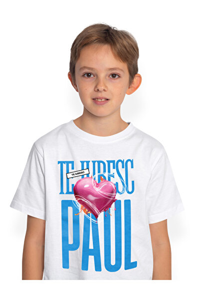 StoryGift Romania Tricou Copii Baieti Te Iubesc Paul, Dragoste, Inima, Iubire...