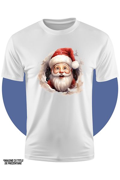 StoryGift Romania Tricou Copii Cu Mos Craciun, Ilustratie, Vesel, Cerc, Sarbatoare, Aduce Cadouri, Iarna, Fr