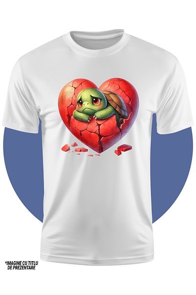 StoryGift Romania Kids T-shirt with a sad turtle, broken heart, heartbreak, breakup, disappointment, s