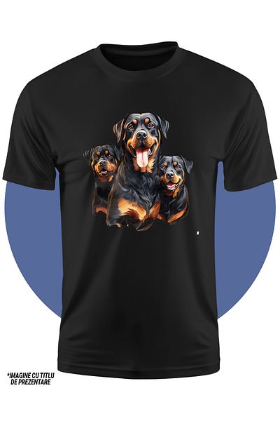 StoryGift Romania Kids T-shirt with some Rottweiler dogs, illustration, playful, happy, for dog lovers