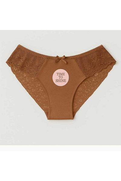 Vanilya Secret Brown Laser Cut Non-Marking Lace Women's Hipster Panties