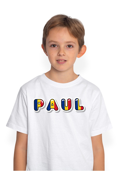 StoryGift Romania Tricou Copii Baieti Cu Numele Paul, Romania, Suporter, Stea...