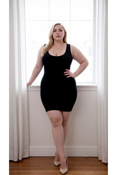 SUHIS Blacklarge Size Fitted Lycra Knitted Mini Dress