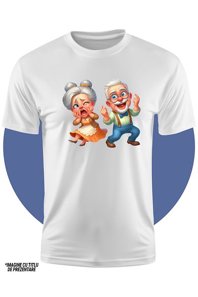 StoryGift Romania Tricou Copii Cu O Bunicuta Care E Trista In Timp Ce Bunicul Rade, Ilustratie, Batranete, P