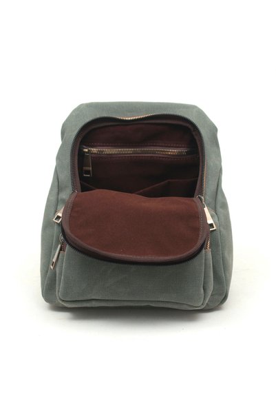 Gillario Design 04 Canvas - Leather Women's Khaki Backpack