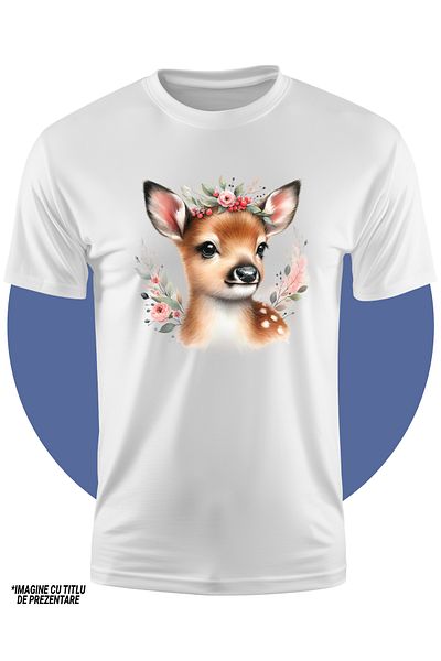 StoryGift Romania Tricou Copii Cu O Caprioara Micuta, Ilustratie, Flori, Plante, Natura, Grija, Copilarie, I