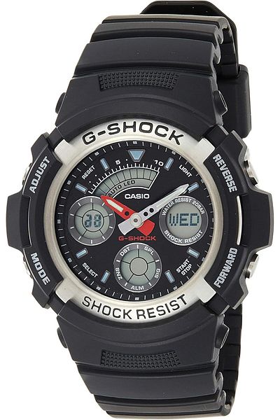 Casio G-Shock For Men's Analog-Digital Dial Stainless Steel Band Watch - AW-590-1A