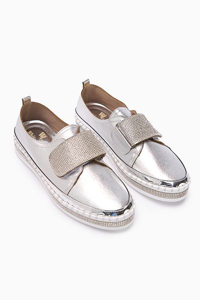 Limoya Pantofi casual de damă Valmira alb cu velcro cu detaliu de piatră
